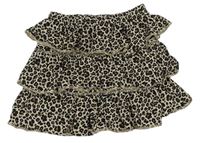 Béžová bavlnená vrstvená sukňa s leopardím vzorom H&M