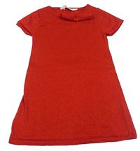 Červené trblietavé úpletové šaty s mašlou H&M