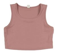 Staroružový rebrovaný crop top Shein