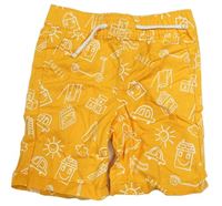 Hořčicové plátěné kraťasy s obrázky Primark
