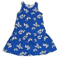 Modré bavlnené šaty s motýly H&M