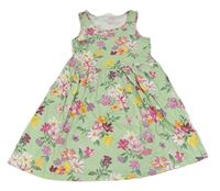 Zelené kvetované bavlnené šaty H&M