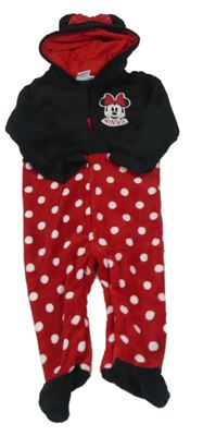 Čierno-červená chlpatá kombinéza s Minnie a kapucňou Disney