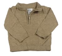 Hnedý melírovaný polo sveter F&F