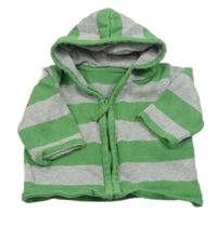 Zeleno-sivý pruhovaný prepínaci sveter s kapucňou Mothercare