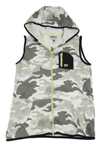 Bielo-sivá army tepláková prepínaci vesta s kapucňou F&F