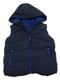 Tmavomodrá šušťáková zateplená vesta s kapucňou M&S
