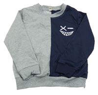 Tmavomodro-sivá ľahká mikina so smajlíkom