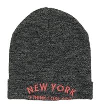 Tmavošedá melírovaná pletená čepice s nápisem H&M