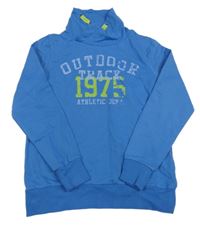 Modrá mikina s číslom a komínovým golierom Alive