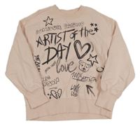 Světlerůžová mikina s nápisy Zara