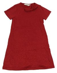 Červené trblietavé svetrové šaty s mašlou H&M