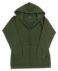 Khaki prošívaná propínací mikina s kapucí Primark