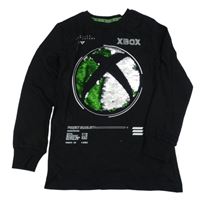 Černé triko s logem X-Box z překlápěcích flitrů Next