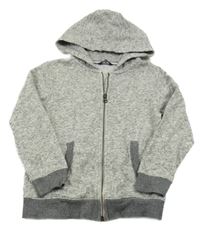 Šedo-bílá melírovaná propínací mikina s kapucí George