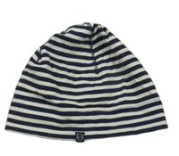 Tmavomodro-smetanová pruhovaná bavlněná čepice