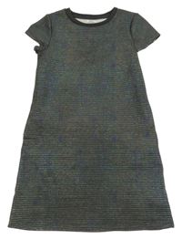 Zeleno-fialové třpytivé žebrované šaty Pep&Co