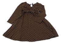 Hnedé bodkovaná é bavlnené šaty s opaskom H&M