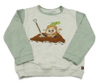 Svetlošedá -zelenošedá mikina s potlačou