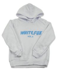 Biela mikina s nápisom a kapucňou