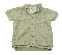 Zelenošedá perforovaná pletená podšitá košile F&F