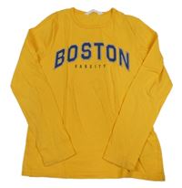 Horčicové tričko s nápisom H&M