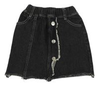 Čierna rifľová sukňa s gombíkmi Shein