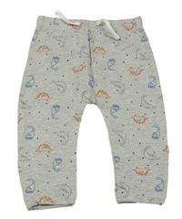 Šedé melírované lehké tepláky s dinosaury Matalan