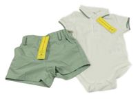 Nové - 2set - Bílé polo body + zelené šusťákové kraťasy Shein