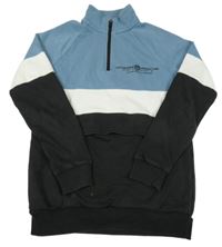 Modro-černo-bílá mikina s nápisem F&F