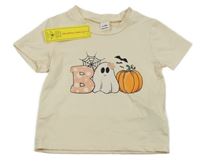 Nové - Béžové tričko s duchem a tekvicou Shein