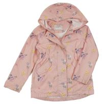 Růžová květovaná šusťáková jarní bunda s kapucí Nutmeg