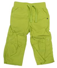 Limetkové plátěné roll-up kalhoty s úpletovým pasem Topomini