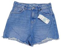 Nové - Modré riflové high rise kraťasy s prošoupáním Denim Co.
