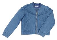 Modrá rifľová podšitá bunda s volánikmi H&M