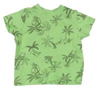 Zelené tričko s palmami a opicami Ergee