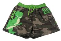 Kaki-zelené army plážové kraťasy s dinem George
