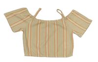 Pudrový crop top s oranžovymi pruhmi Page one young