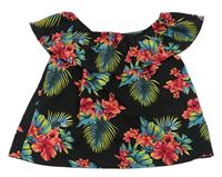 Čierno-ružový ľahký kvetovaný top Primark