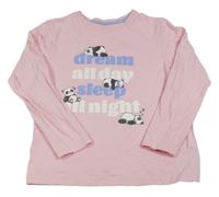 Svetloružové pyžamové tričko s nápisom a pandami Primark