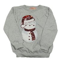 Stříbřitě sivý ľahký sveter so sněhulákem zn. Primark