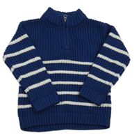 Tmavomodro-biely pruhovaný sveter M&S