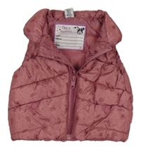 Staroružová šušťáková zateplená kvetovaná vesta Dopodopo