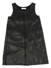 Čierne prepínaci koženkové šaty s vreckami Primark