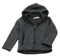 Tmavošedá melírovaná thermo propínací pletená mikina s kapucí H&M