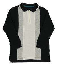 Černo-šedo-bílé polo triko George