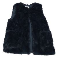 Tmavomodrá kožešinová podšitá vesta Zara