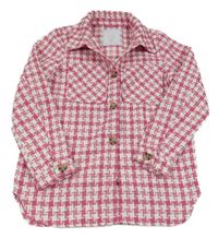 Ružovo-biela kockovaná úpletová košeľová bunda Matalan