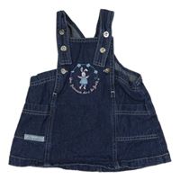 Tmavomodré na traké rifľové šaty s králikom