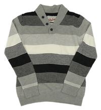 Sivo-bielo-čierny pruhovaný ľahký sveter Rebel